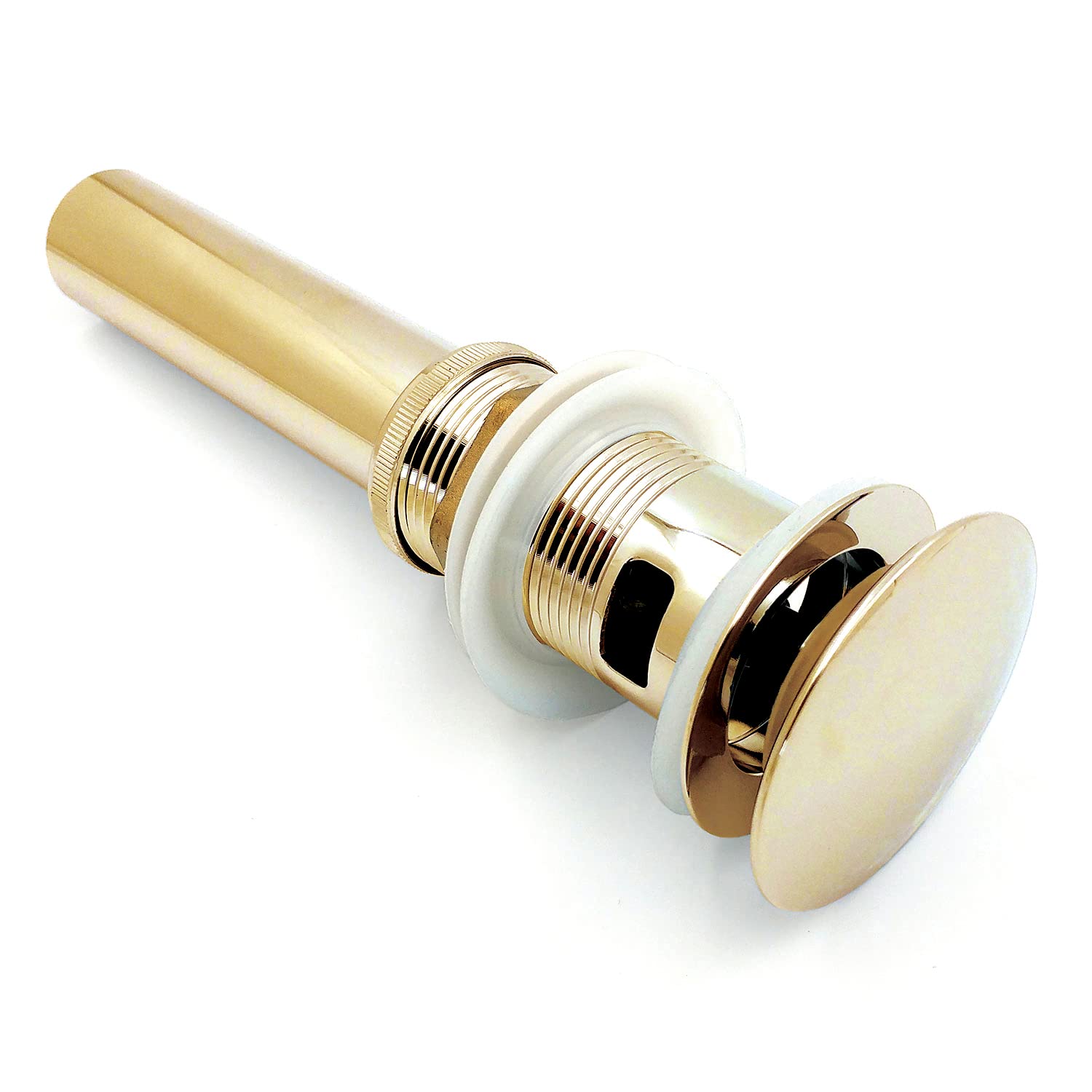 Xcel Home Gold Dome Shaped Slotted Click Clack Basin Waste with Detachable Tube | Replacement Brass Pop Up Mushroom Bathroom Gold Sink Plug | Standard G 1 1/4" BSP connection | 1 pc