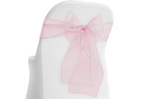 Lann's Linens - 10 Elegant Organza Wedding/Party Chair Cover Sashes/Bows - Ribbon Tie Back Sash - Pink