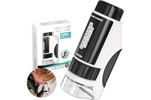 HOPOLEWE Kids Microscope, Up to 300x Pocket Mini Scope, Portable Handheld Mini Scope Your Scientist Miniscope, 2025 Newly Design, Toys for Kids, Mini Scope Gift for Kids, Marvin Microscope, White/Black