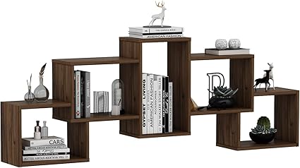 Homidea Bold Etagere Murale Etagere A Livres Pour Decoration De Salon En Bois Dans Un Design Moderne Noyer Amazon Fr Cuisine Maison