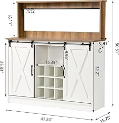 4ever2buy Farmhouse Coffee Bar Cabinet with