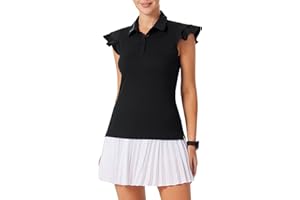 JACK SMITH Womens Golf Polo Shirt Ruffles Sleeveless Moisture Wicking Tennis Shirts Lightweight Athletic Tops