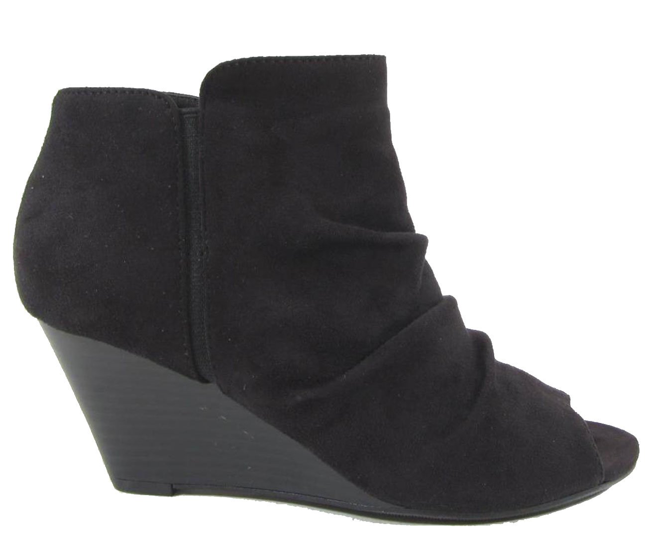 City Classified Women's Wedge Peep Toe Ankle Bootie (7 B(M) US, Black IMSU) - Image 3