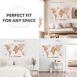 ENJOY THE WOOD 3D Wood World Map Wall Art Large