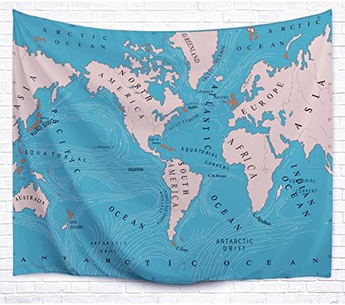 WOPS World Ocean Current Tapestry Smooth Polyester Fiber For Bedroom Wall Hanging Picnic Outdoor Decoration (80 " x 60")