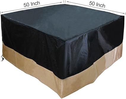 Amazon Com Stanbroil 50 Inch 600d Heavy Duty Patio Square Cover For Outdoor Fire Pit And Table 100 Waterproof Black Garden Outdoor