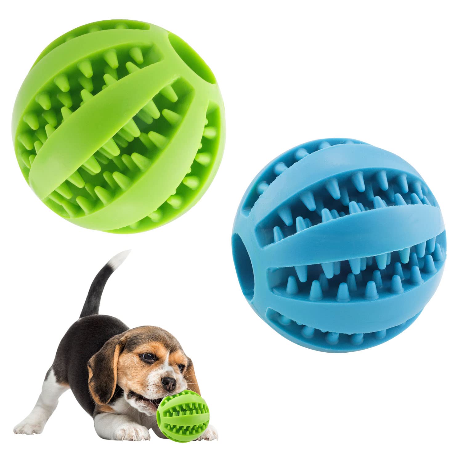 ZDNT 2Pcs Dog Toys - Interactive Bite Resistant Teething Toys for Small Dogs - Nontoxic, IQ Training & Teeth Cleaning Treat Dispensing