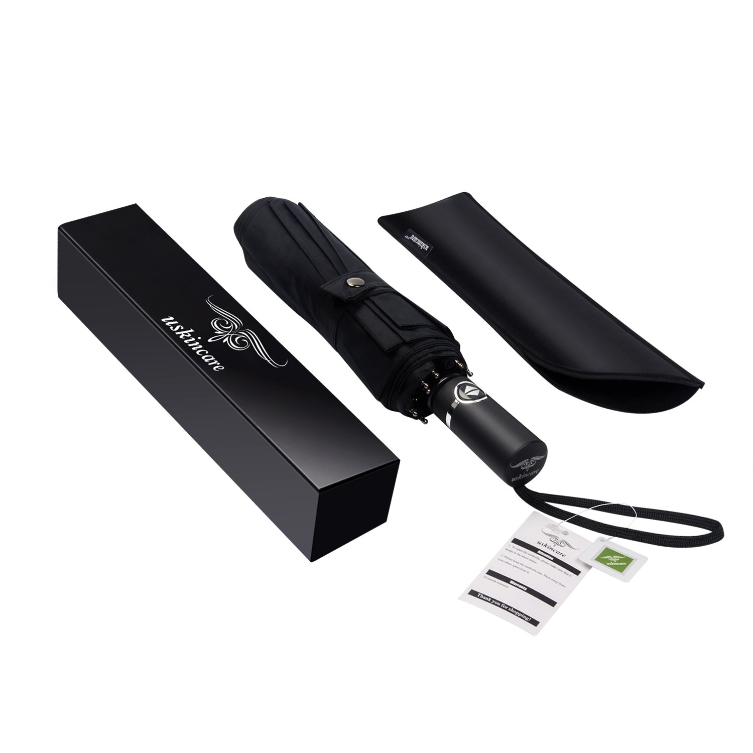 Compact Folding Windproof Automatic Umbrella With Zipper Case For Women/Ladies (Burgundy)