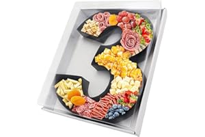 KAFUCIZE 12.5inch Fillable Paper Mache Number Letter Cardboard Cutouts Charcuterie Board Food Sweet Cupcake Tray Party Decorative Box (Number 3, Black)
