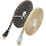 Internet Cable , Cat 7 RJ45 LAN Network Cable High Speed Durable Nylon Braid STP with Gold Plated Plug (16FT/5M, Nylon Braid - Black)