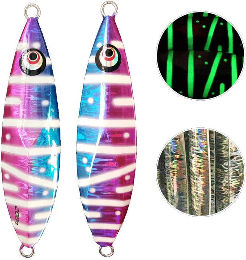 Otomin Slow Sinking Jigging Lures Glow Pitch Fishing Jigs Metal Sea Baits Saltwater Lures Fish Spoons for Saltwater 150g 200g 260g