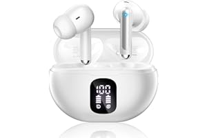 Wireless Earbuds, Bluetooth 5.4 Headphones with 50H Playback, Deep Bass Stereo Ear Buds Clear Calls with LED Power Display, W