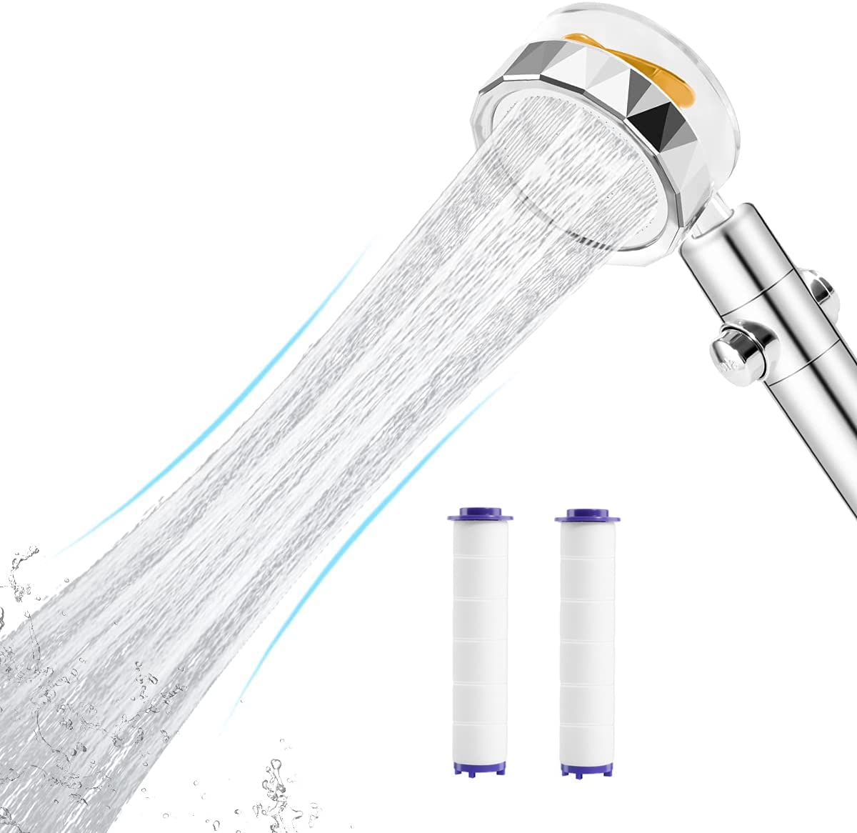niCWhite Propeller Shower Head, Turbocharged Handheld Shower Head, High Pressure Turbo Fan Shower Head 360 Degree Rotating Water Saving Propeller Driven Shower Head with Filter for Bathroom