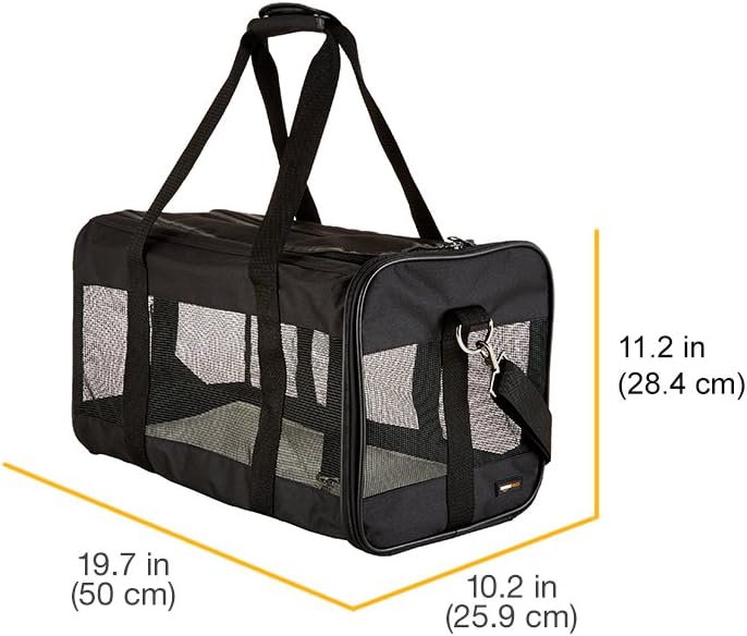 Basics Soft-Sided Mesh Pet Travel Carrier, Large (20 x 10 x 11 Inches), Black : Pet Supplies