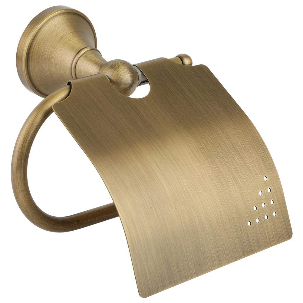 Brass European Antique Roll Toilet Holder Paper, Roll Paper Towel Holder Toilet Paper Holder with Cover Design