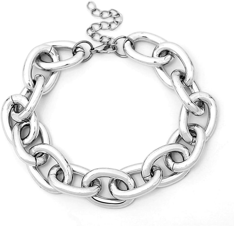 YRY Women Chunky Punk Metal Necklace Fashion Heavy Chain Collar Choker Bracelet Set Women Gift