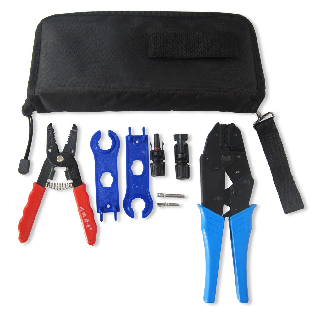 NUZAMAS Solar Panel Crimping Tool Wire Crimper Tools Set Solar Wiring Connector Cut Kit + 1pcs Male Female Solar Panel Cable Connectors