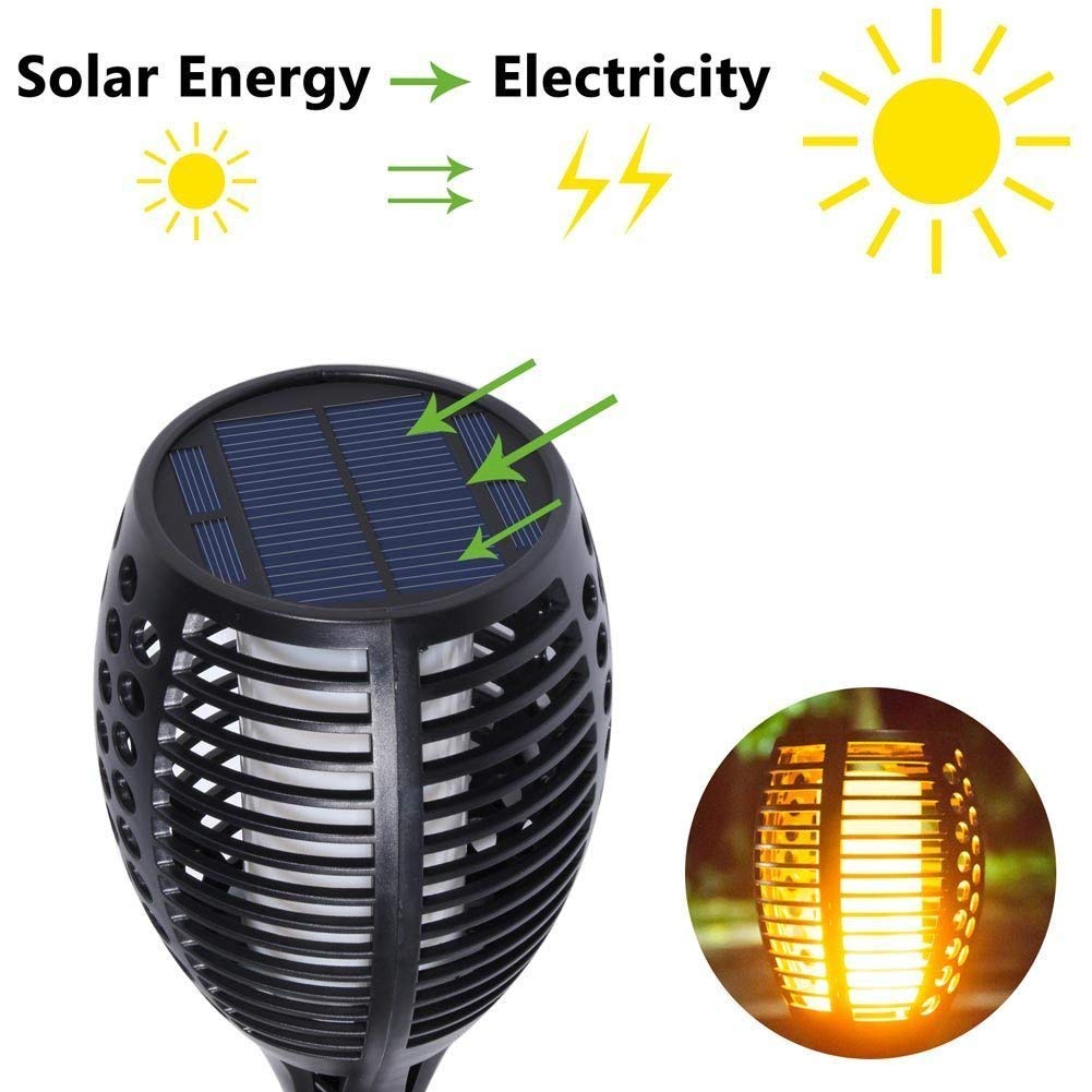 Openuye 2 Stück Solar Gartenleuchte Solar Garten Beleuchtung Garten Licht, Solarlampe mit IP65 wasserdicht und realistischen Flammen