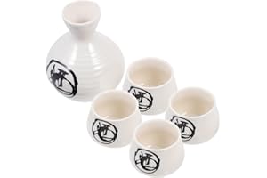Homoyoyo Ceramic Sake Set Japanese Style 3pcs Sake Pot with Cup and White Wine Holder for Home Dining