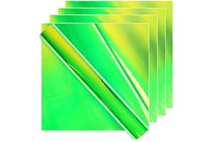 IModeur Opal Lime Green Holographic Vinyl Bundle (5 Pack, 12” x 12”) - Permanent Adhesive Vinyl for DIY Crafts, Party Decorat