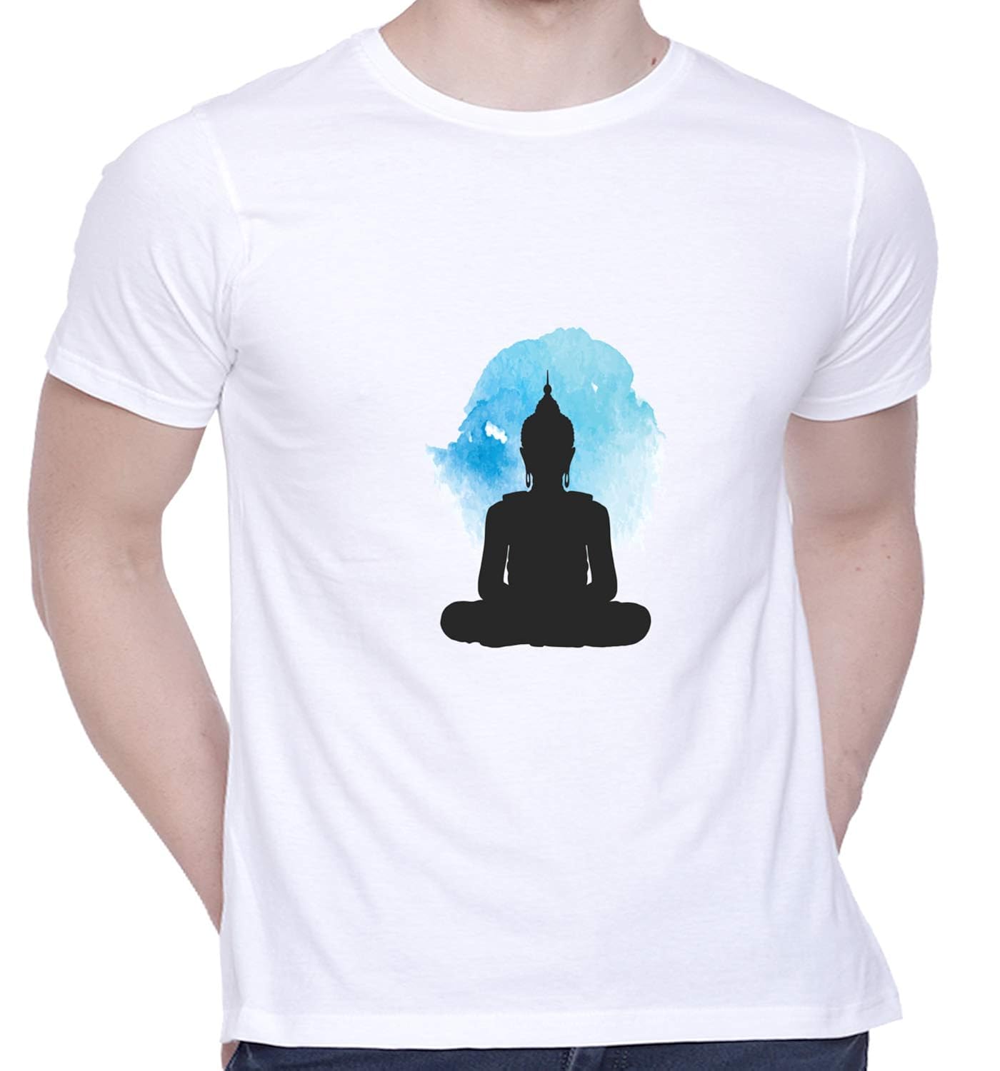 CreativiT Graphic Printed T-Shirt for Unisex Buddha Tshirt | Casual Half Sleeve Round Neck T 