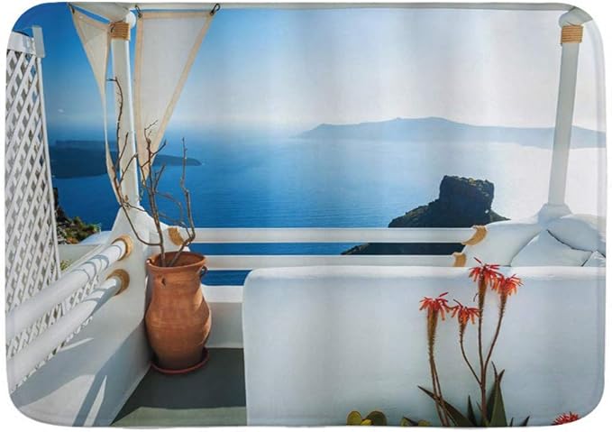 Alfombra de baño Alfombra antideslizante,Terraza de vacaciones con