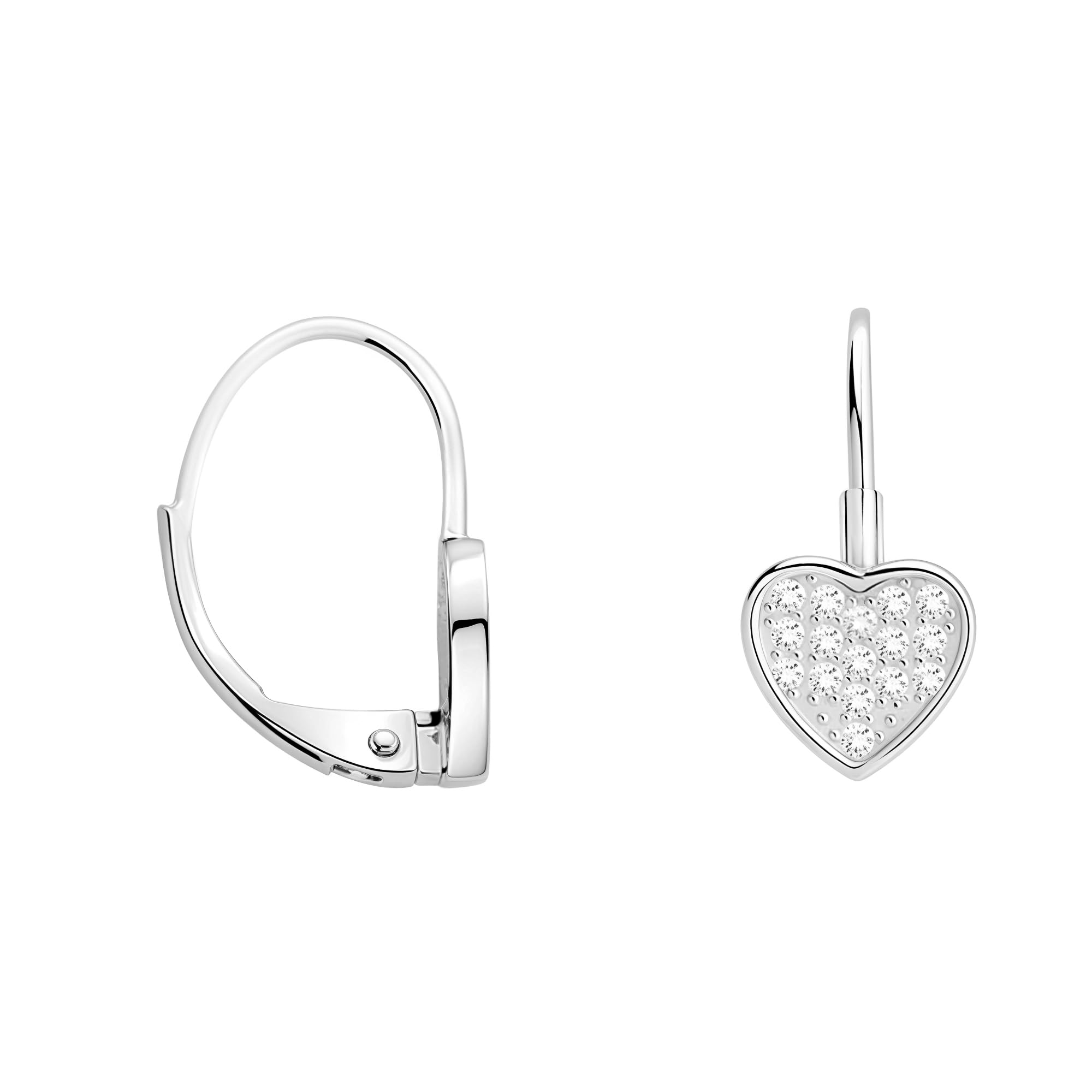 SOFIA MILANI - Women's Earrings 925 Silver - with Zirconia Stones - Heart Dangle Earrings - 20696