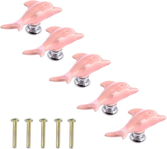 Foxom Schrankgriffe, 5 Stück Kreative Delfin Keramik Türgriffe