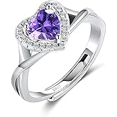 BELLNA S925 Sterling Silver Birthstone Rings for Women Engagement Ring For Women Adjustable Promise Rings for Wife, Mom, Daughter Jewelry Birthday Wedding Anniversary Valentines Gifts