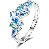 FANCIME Wisteria Whisper Ring White Gold Plated Sterling Silver Multiple Gemstone Cuts Ring Fine Jewelry Birthday Wedding Party Prom Mothers Day Gifts for Women Her Bride Bridesmaid