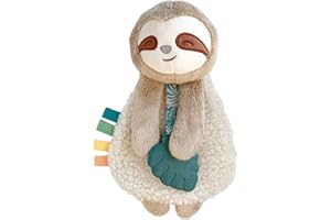 Itzy Ritzy - Itzy Lovey Including Teether - Baby Lovey with Teether, Textured Ribbons & Dangle Arms - Features Crinkle Sound, Sherpa Fabric and Minky Plush (Sloth)