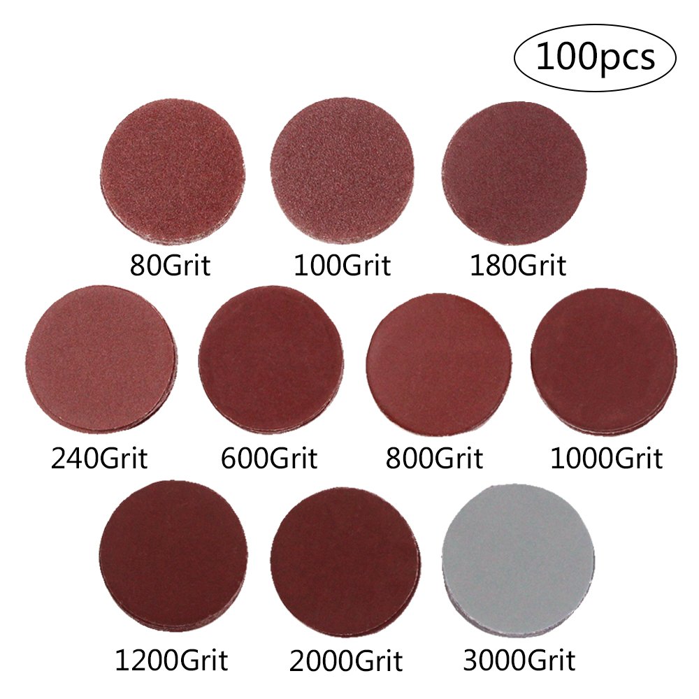 Coceca 2 Inches 100pcs Sanding Discs Pad Kit for Drill Grinder Rotary Tools with Backer Plate a Quarter Inch Shank Includes 80-3000 Grit Sandpapers: Industrial & Scientific