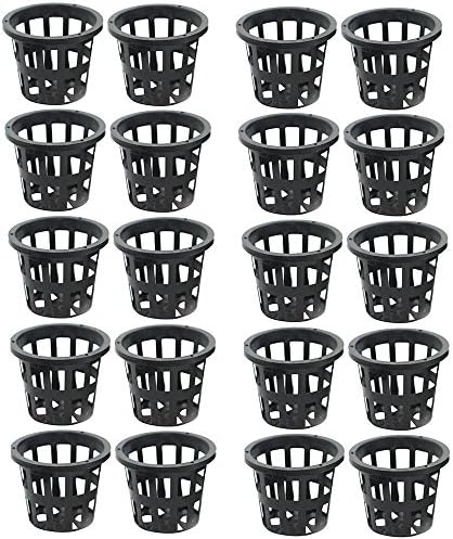 Minerva Naturals Plastic Hydroponic/Orchid Plant Pots, 3.5Inch Dia, Set of 20 (Black Color)