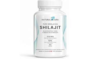 Natural Aura Shilajit Capsules, 500mg | Natural Testosterone Support | 100% Pure Himalayan Shilajit for Men and Women | 50% F