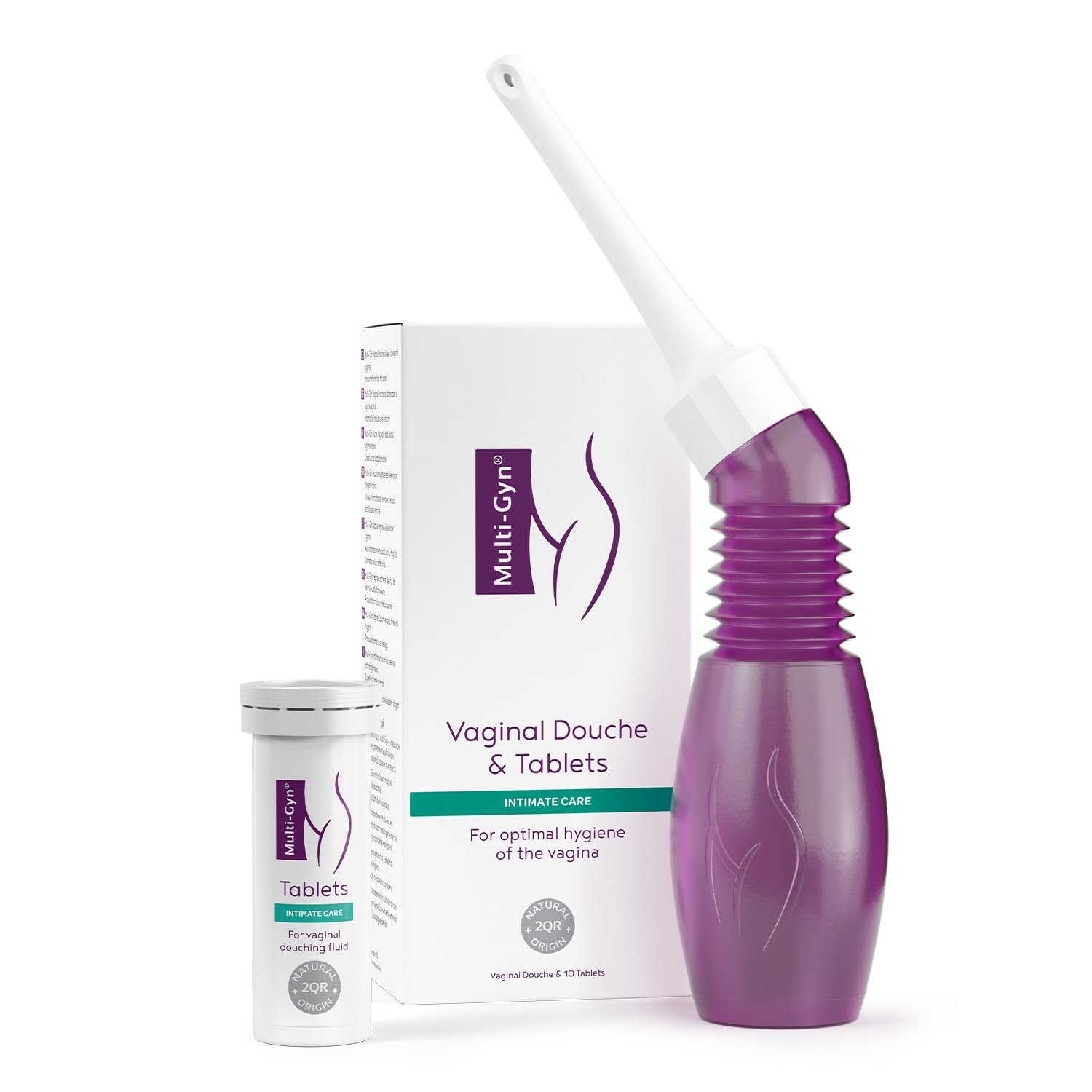 Multi-GYN Reusable Vaginal Douche with Effervescent Tablets - for Healthy Feminine Hygiene - Convenient to Use While Showering - Soft Applicator for Gentle and Efficient Application