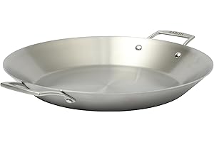Babish 13 Inch Tri-Ply Stainless Steel Paella Pan, Large Skillet, Griddle, Frying Pan - Induction Safe