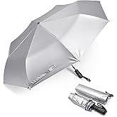 G4Free UPF 50+ UV Protection Large Travel Umbrella 46 Inch Double Layer Auto Open Close Windproof Sun Blocking Umbrella