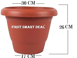 First Smart Deal Plastic Round Pot (12-inch, Brown, Pack of 5)