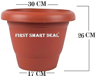 First Smart Deal Plastic Round Pot (12-inch, Brown, Pack of 5)