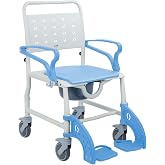 Soaids Shower Wheelchair, Commode Chair with Wheels for Seniors &amp; Adults | 4-in-1 Rolling Shower Chair for Inside, Heavy Duty for Disabled, 4 Locking Casters, Flip-up Arms, Rust-Free, Home Care