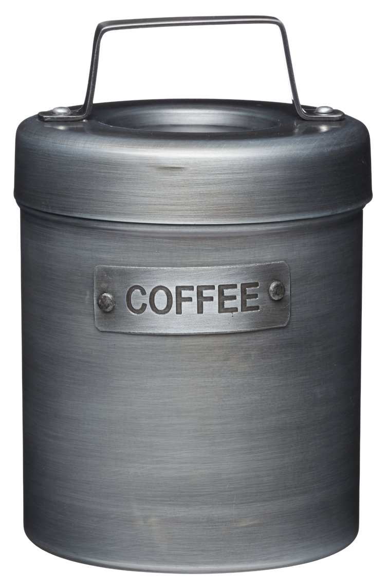KitchenCraft Industrial Kitchen Vintage-Style Metal Coffee Canister, 1 L (1.75 pts), Grey
