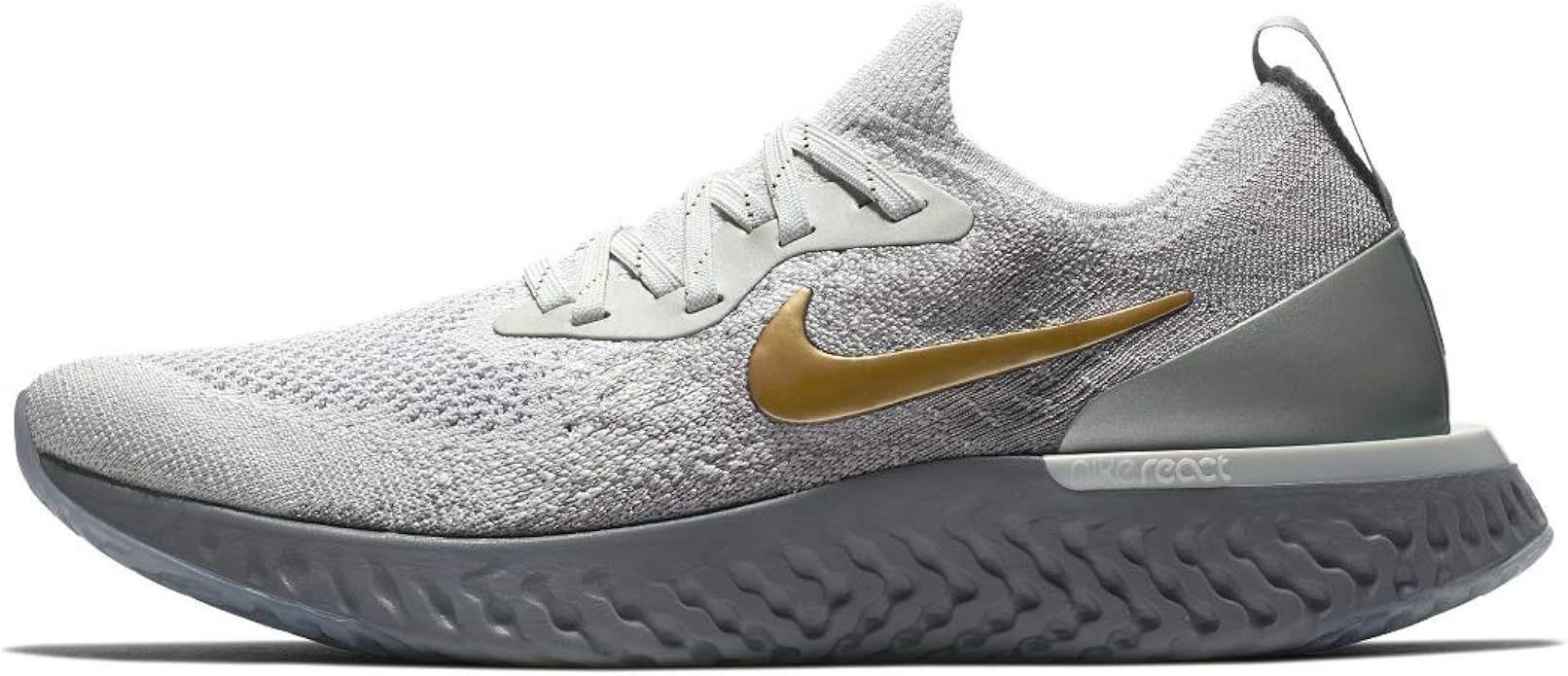 nike running epic react flyknit trainers in grey and black