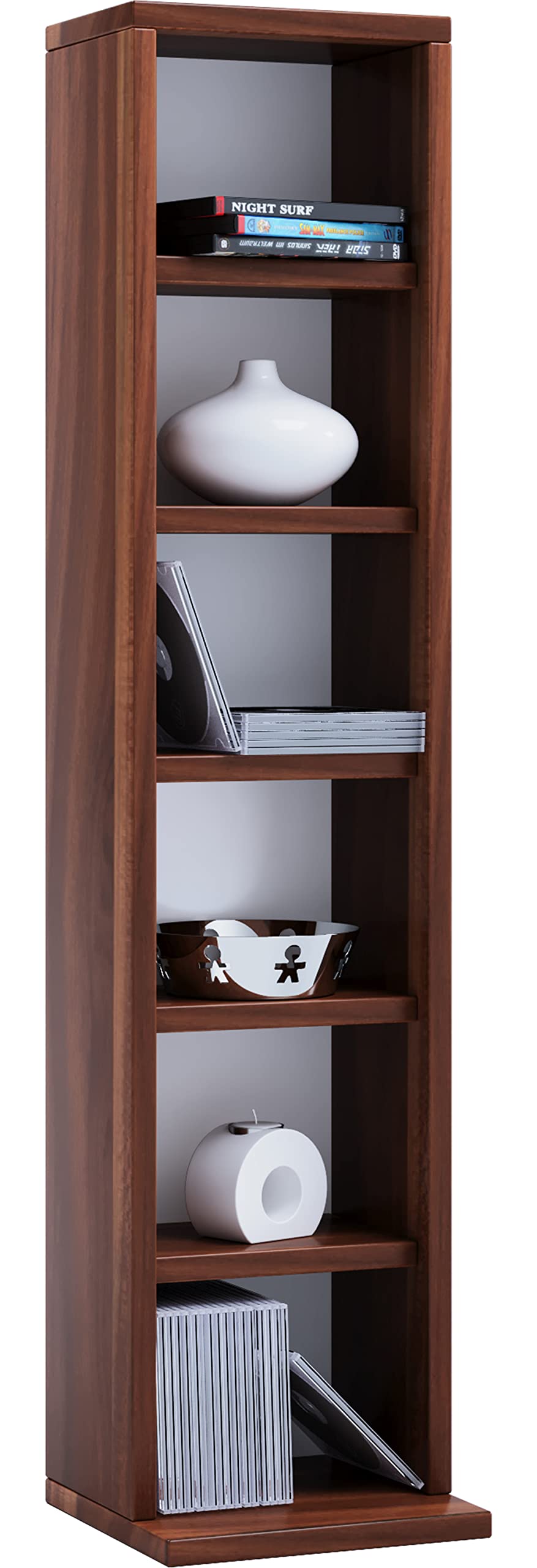 VCM Wood CD DVD Stand Storage Floor Standing Bookcase Decorative Shelf Elementa Wood CD DVD Stand Storage Floor Standing Bookcase Decorative Shelf Elementa Core walnut