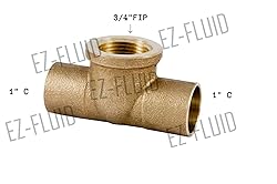 EZ-FLUID Plumbing 1" x 1" x 3/4" Brass Tee, C X C X
