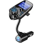 Nulaxy KM18plus 48W Bluetooth 5.4 Car Adapter, 1.44" Screen FM Transmitter | Dual Fast Charging Ports [PD 30W &amp; QC3.0 18W], Flexible Gooseneck, Hands-Free Calls, TF Card &amp; AUX, Fits 12V-24V Vehicles