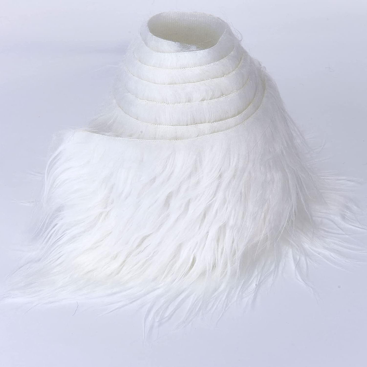 Muslong Faux Fur Band Faux Fur Fabric, Cuts, Fluffy Fur Patches, Ideal for Crafts, Sewing, Decorating, Decorative Ribbon, Plush Trim Fabric Roll, 10 x 150 cm (White)