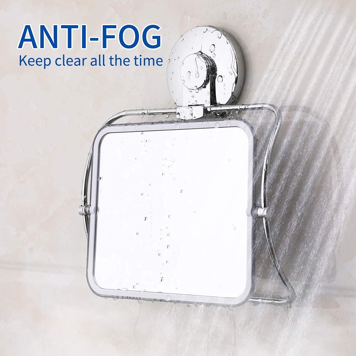 SWAMTIK Shower Mirror Suction Removable shatterproof Shower Mirror Without Drilling 360 Degree Swivel Waterproof Rust-Resistant Bathroom Hanging Mirror for Man and Woman —— Chrome -