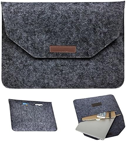 EKRON Luxury Wool Felt Laptop Sleeve Case for Laptop 15.4 inch, Black
