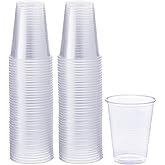 GUSTO 7 oz Clear Plastic Cups [100 Count] Disposable Cold Drinking Cups | BPA-Free, Crack Resistant, Smooth Rounded Rim, Secure Grip, Stackable, Water, Lemonade, Iced Tea &amp; Beer