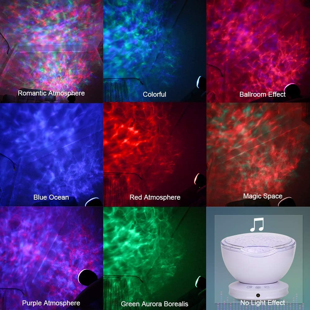 Ocean Wave Projector, GRDE 2020 Newest 12 LED Remote Control Night Light Lamp with Timer 8 Lighting Modes Light Show LED Night Light Projector Lamp for Baby Kids Adults Room Decor Bedroom Living Room - - 